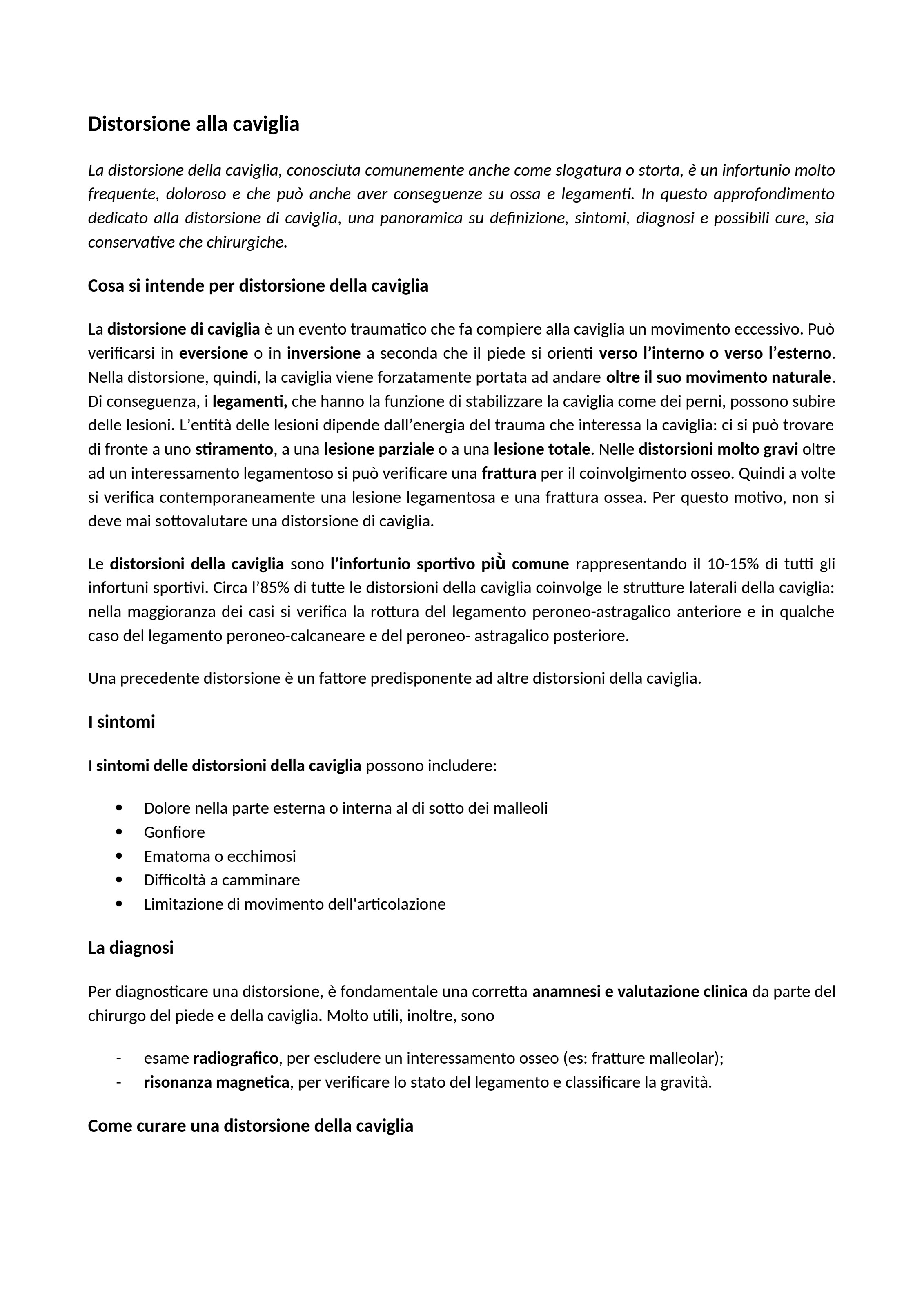 Distorsione alla caviglia