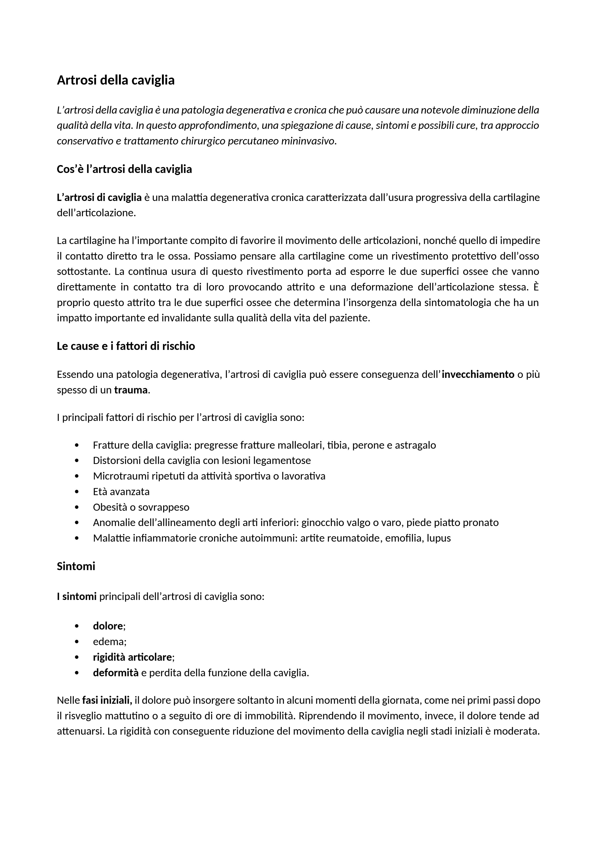Lesione della cartilagine della caviglia